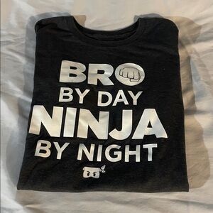 Place Charcoal gray Tee with White 'Bro by Day Ninja by Night' Graphic